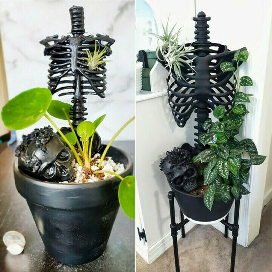 Skull skeleton flower pot decoration