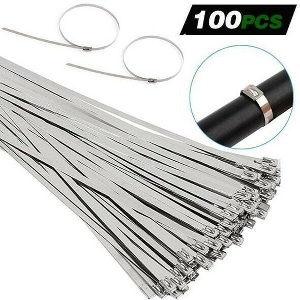 100PCS Multi-Purpose Locking Cable Metal Zip Ties