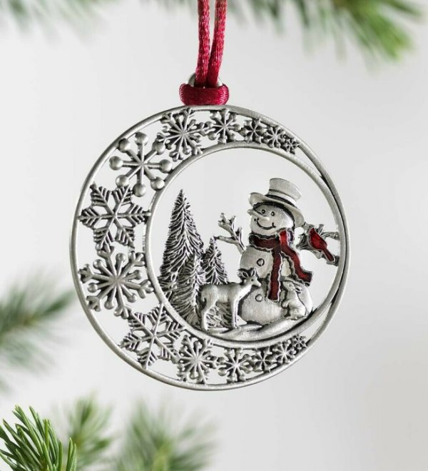 Solid Pewter Christmas Tree Ornament (4 Sets)