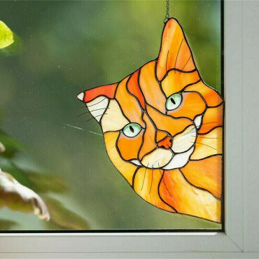 Stained Glass Tom Cat Window Hanger