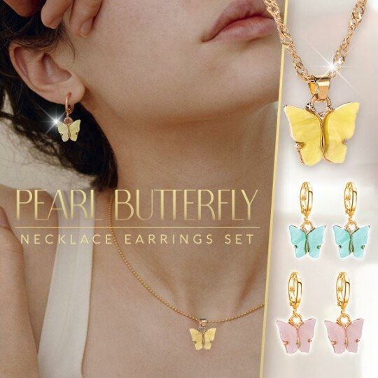 Pearl Butterfly (Necklace + Earrings Set)