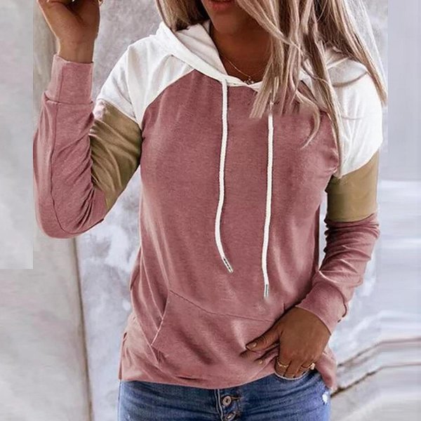 Modern Color Block Print Long Sleeve Hoodie