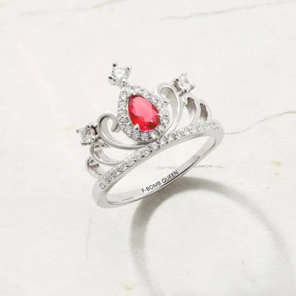 F-BOMB QUEEN VINTAGE CROWN RING